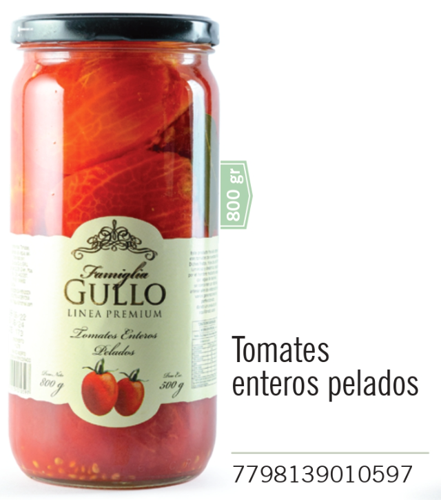 Gullo - Linea Premium - Tomates Enteros Pelados - Frasco 800g
