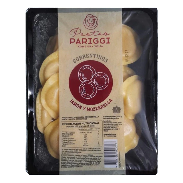 Pariggi Sorrentinos al Huevo de Jamon y Queso 500g