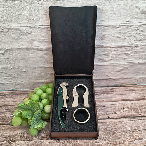 Set de vino 3 acc. caja de Madera