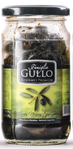 Gullo - Linea Premium - Aceitunas Negras Tipo Griegas - Frasco 330g 