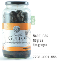 Gullo - Linea Premium - Aceitunas Negras Tipo Griegas - Frasco 800g  