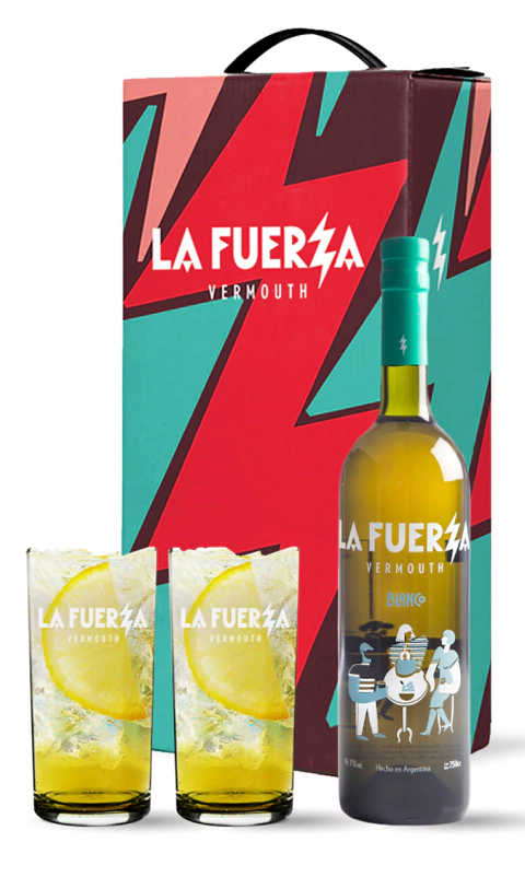 LA FUERZA Vermu Blanco Estuche 1 Botella + 2 vasos