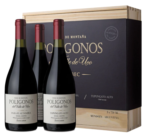 [00100127998] Poligonos - Estuche de madera 3 Botellas x 750c