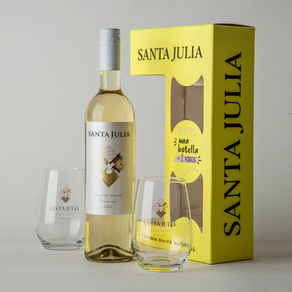 SANTA JULIA Dulce Natural Estuche botella 750c + 2 vasos