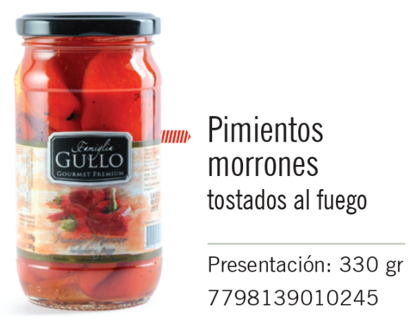 [201] Gullo - Pimientos Morrones Tostados al Fuego - Frasco 330g