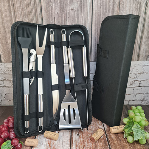 [LC9833] Set Asado - Maletin individual de tela con 4 accesorios. 