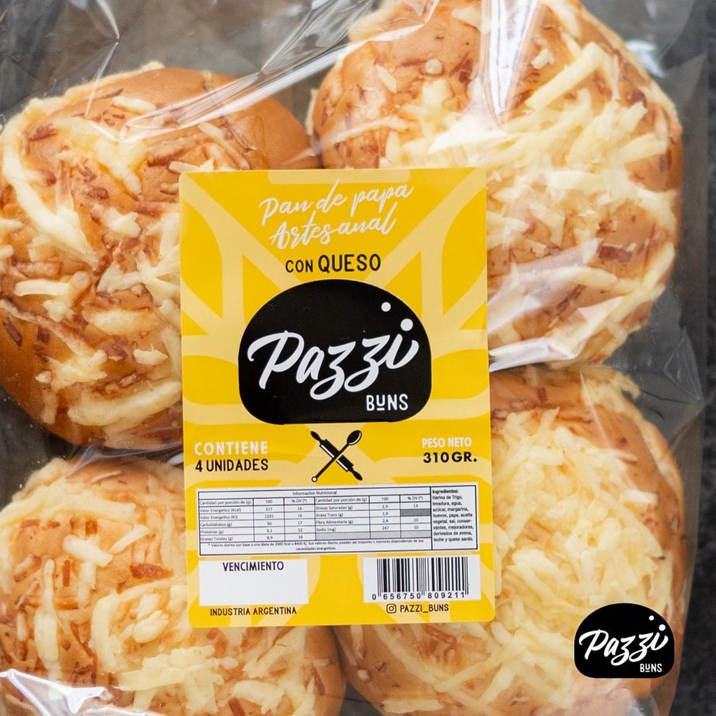 Pazzi Buns - Pan de papa - Hamburguesas x4 -queso-